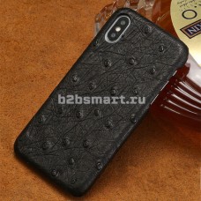 Чехол Apple iPhone XS Max Genuine Ostrich черная