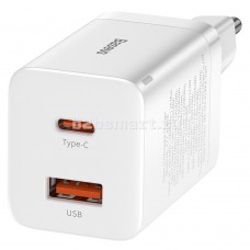 СЗУ Baseus Super Si Pro CCSUPP-E02 (белый; 1*USB/1*Type-C; 30W; QC 3.0/PD; кабель: нет)