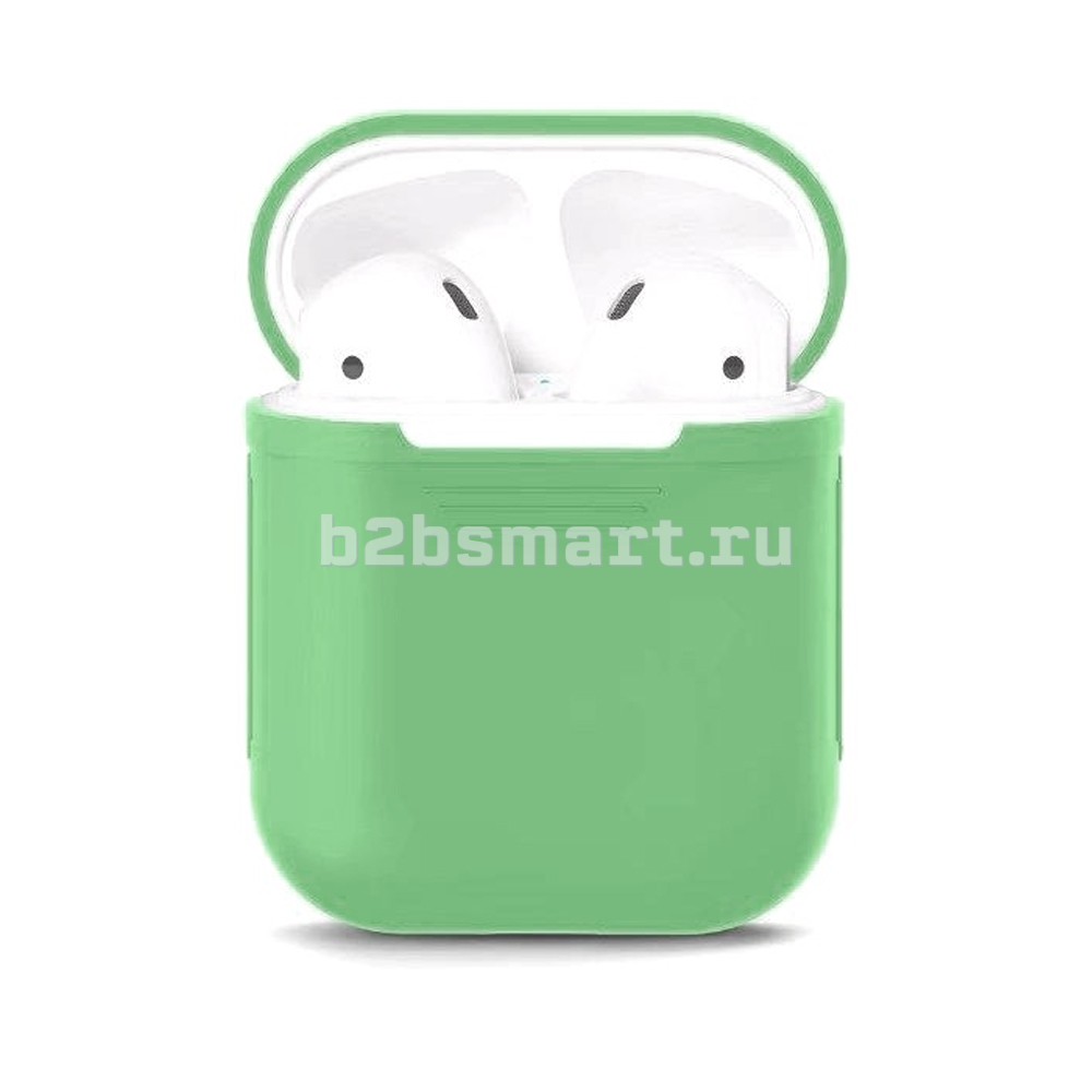 Чехол для кейса Airpods силиконовый зеленый