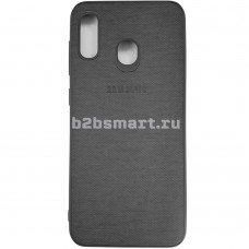 Чехол Samsung A20/A30 2019 Leather Case ткань черный