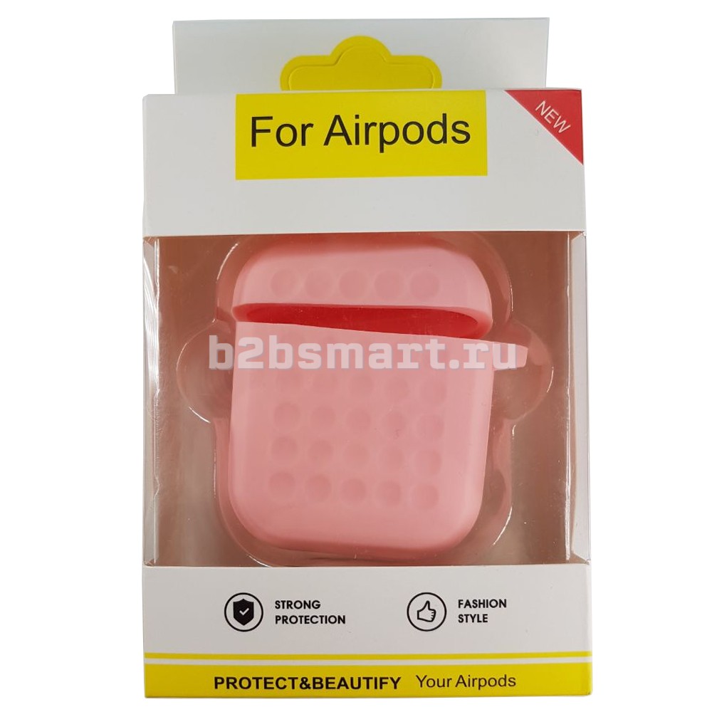 Чехол для кейса Airpods силиконовый Dots розовый