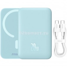 Power Bank 6000 mAh Baseus Magnetic Mini Air (20W; Qi15W; 1C; голубой)