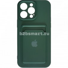 Чехол Apple iPhone 14 Pro Max с визитницей темно-зеленый