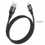 Кабель USB - Lightning Hoco X50 (черный; 1 м; 2400 mA; Ткань)