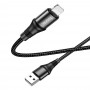 Кабель USB - Lightning Hoco X50 (черный; 1 м; 2400 mA; Ткань)