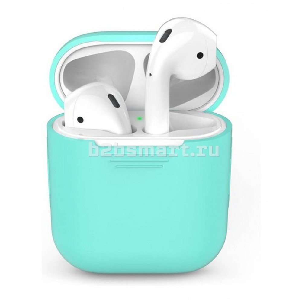 Чехол для кейса Airpods силиконовый бирюзовый