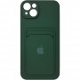 Чехол Apple iPhone 14 Plus с визитницей темно-зеленый