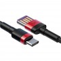Кабель USB-A - C Baseus Cafule SE (1 м; 5A; ткань; черный/красный)