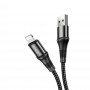 Кабель USB - Lightning Hoco X50 (черный; 1 м; 2400 mA; Ткань)