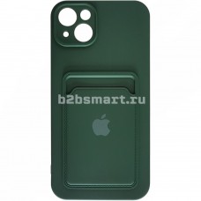 Чехол Apple iPhone 14 Plus с визитницей темно-зеленый