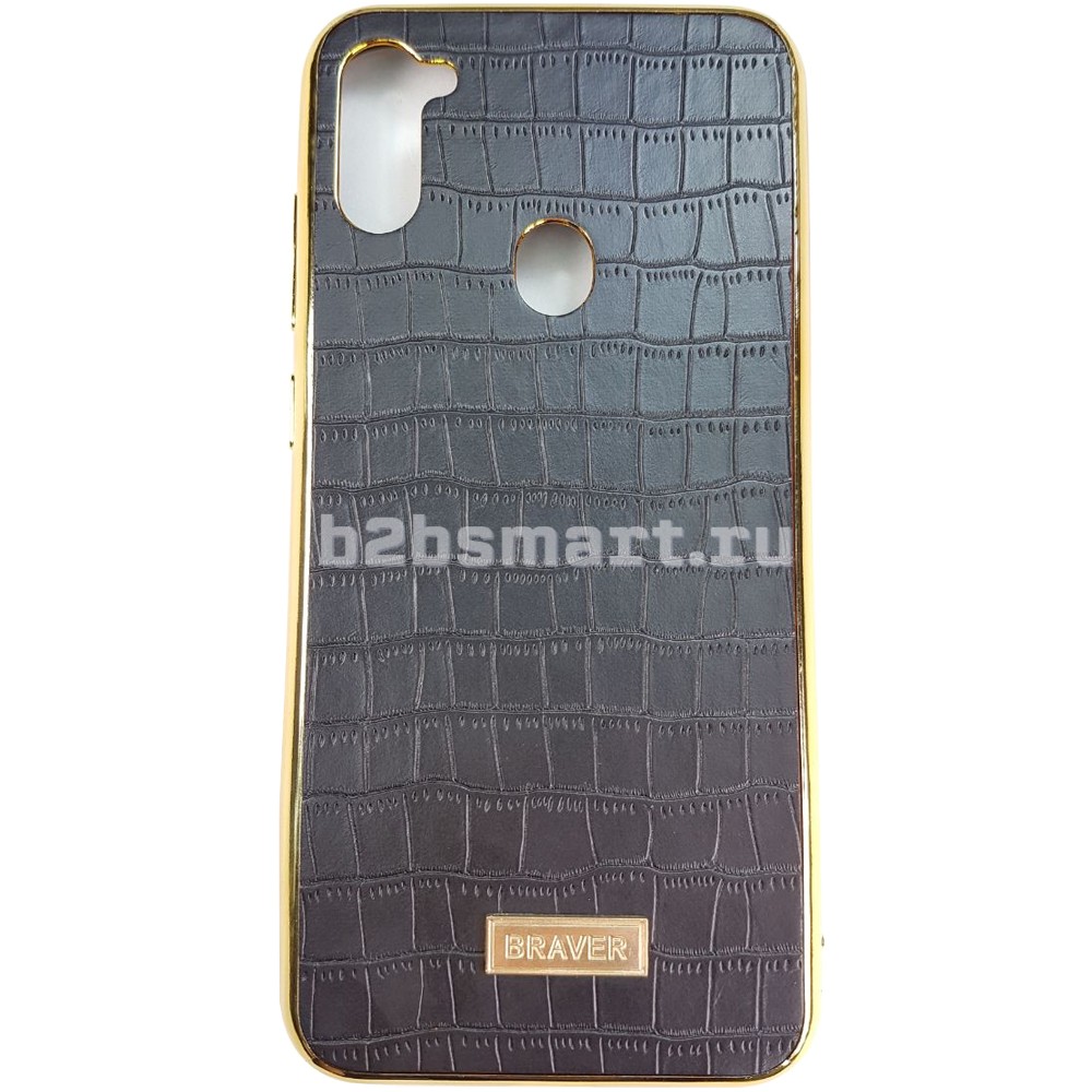 Чехол Samsung A11 2020 Braver croco черная