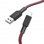 Кабель USB - Lightning Hoco X69 (черный/красный; 1 м; 2400 mA; Ткань)