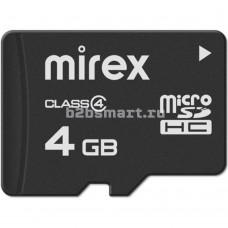 Карта памяти MicroSD 4GB Mirex Class 4 (без адаптера)