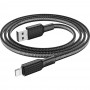 Кабель USB - Lightning Hoco X69 (черный/белый; 1 м; 2400 mA; Ткань)