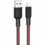 Кабель USB - Lightning Hoco X69 (черный/красный; 1 м; 2400 mA; Ткань)