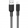 Кабель USB - Lightning Hoco X69 (черный/белый; 1 м; 2400 mA; Ткань)