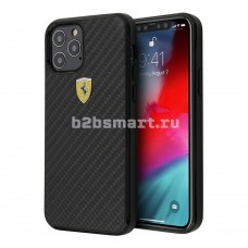 Чехол Apple iPhone 12-ProMax Ferrari карбон черная