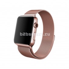 Ремешок для Apple Watch 42 мм плетенный металл розово-золотой с магнитом