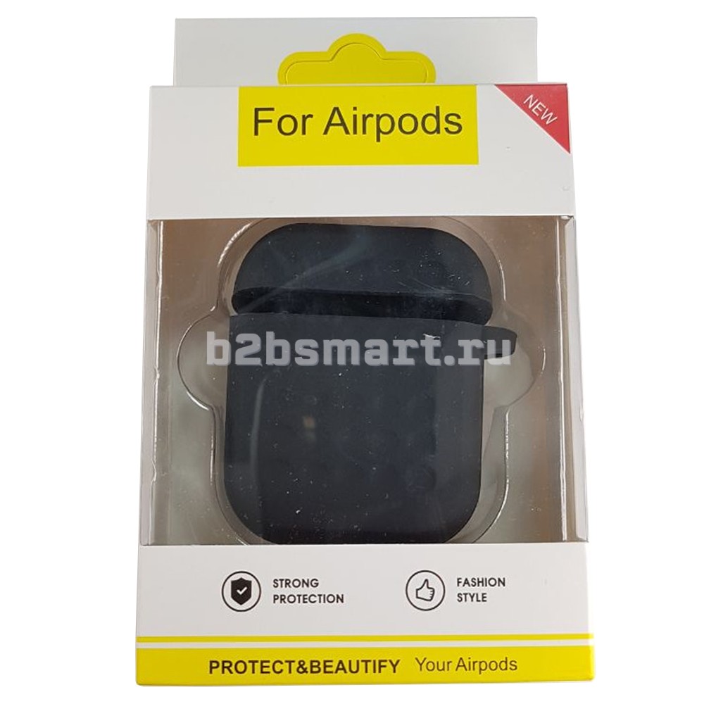 Чехол для кейса Airpods силиконовый Dots черный