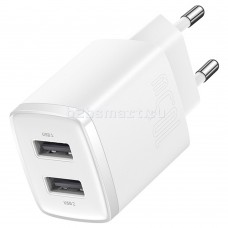 СЗУ Baseus Compact CCXJ010202 (белый; 2*USB; 10.5W; кабель: нет)