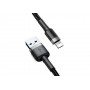 Кабель USB - Lightning Baseus Cafule CALKLF-BG1 (черный; 1 м; 2400 mA; Ткань)