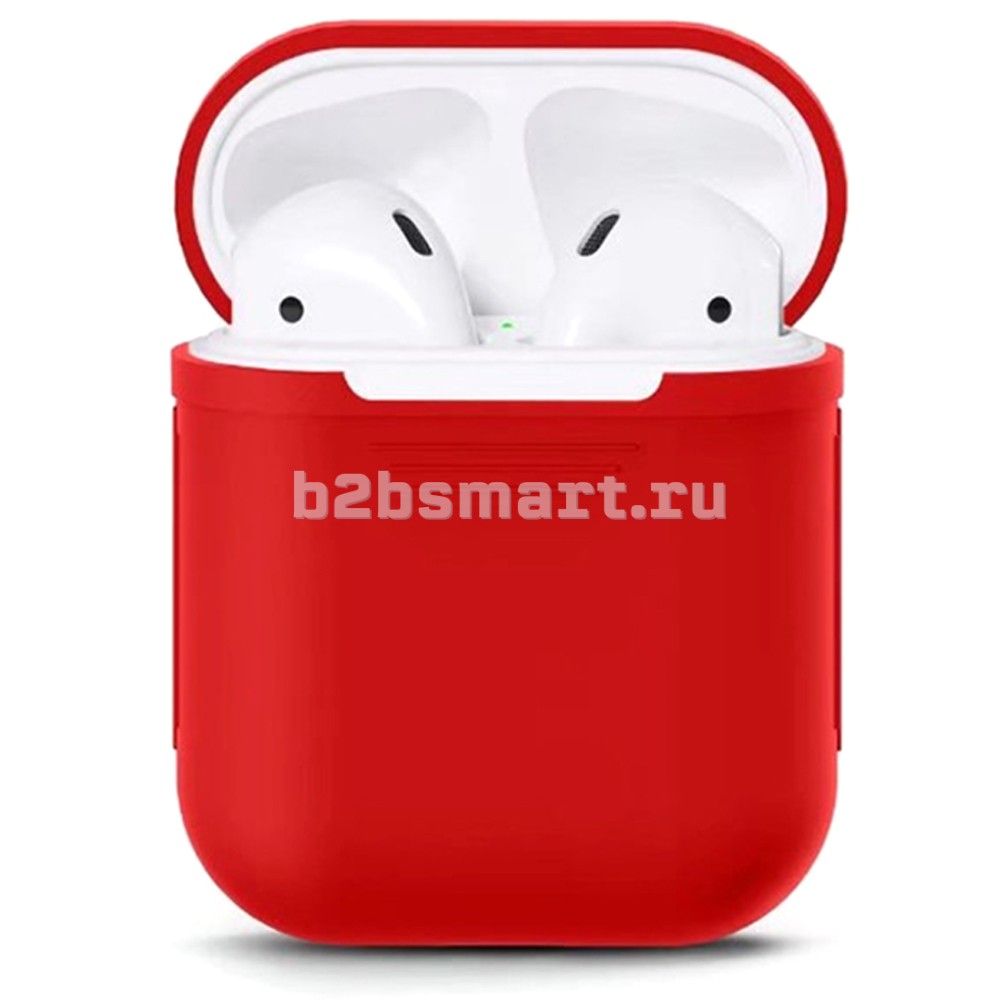 Чехол для кейса Airpods силиконовый красный