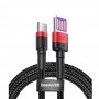 Кабель USB-A - C Baseus Cafule SE (1 м; 5A; ткань; черный/красный)