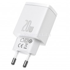 СЗУ Baseus Compact CCXJ-B02 (белый; 1*USB/1*Type-C; 20W; QC 3.0/PD; кабель: нет)