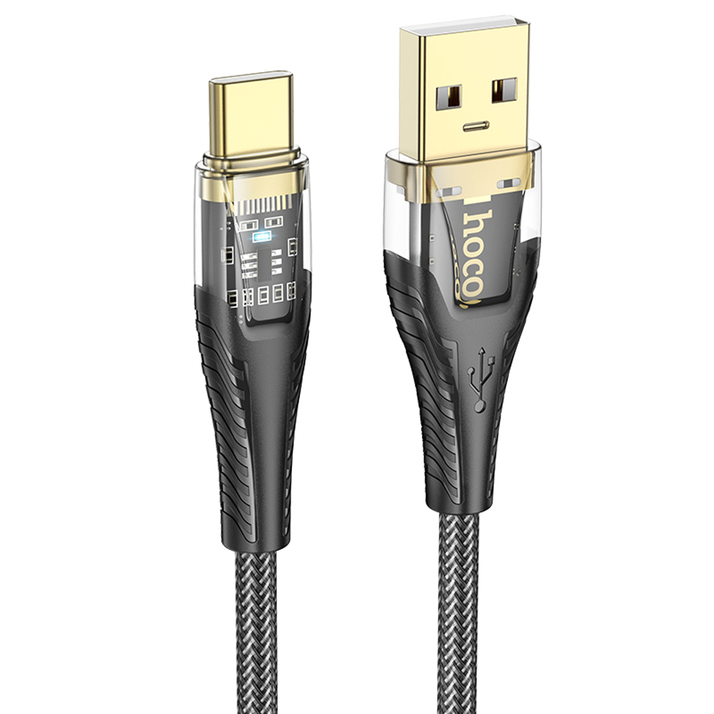 Кабель USB - Type-C Hoco U121 (черный; 1.2 м; 3000 mA; Ткань) по оптовой  цене в Москве и МО